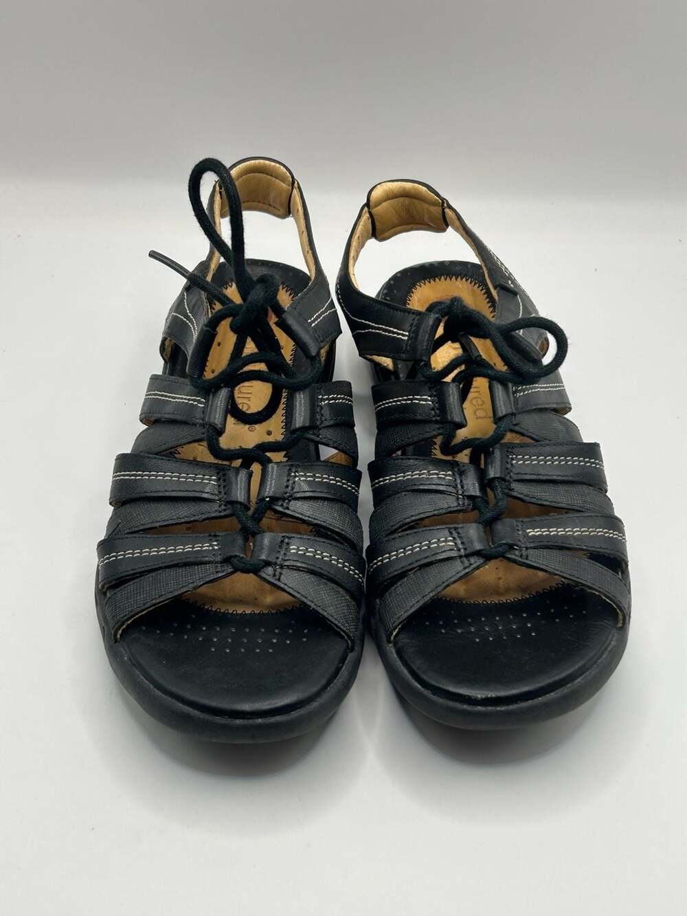 Clarks Unstructured Black Leather Fisherman Style Sandals